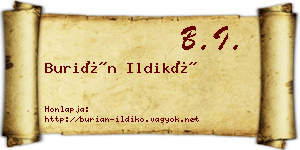 Burián Ildikó névjegykártya