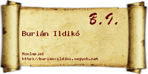Burián Ildikó névjegykártya